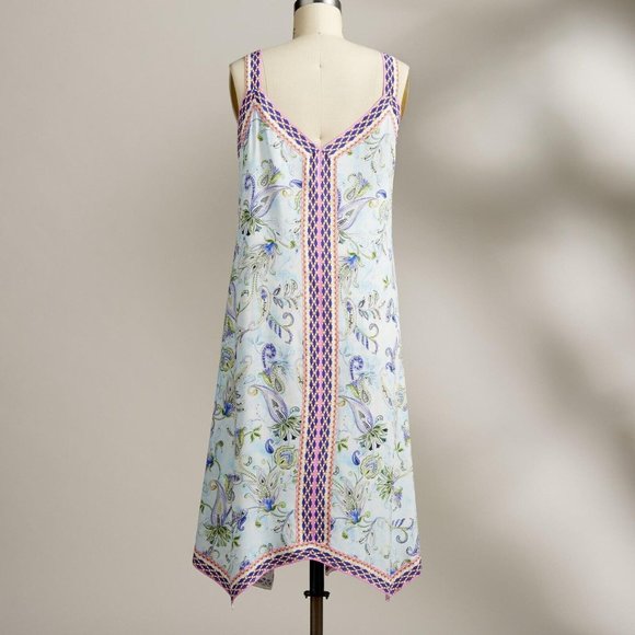 Sundance Beach Breeze Dress Blue Floral Print Sleeveless V Neck - Picture 2 of 10